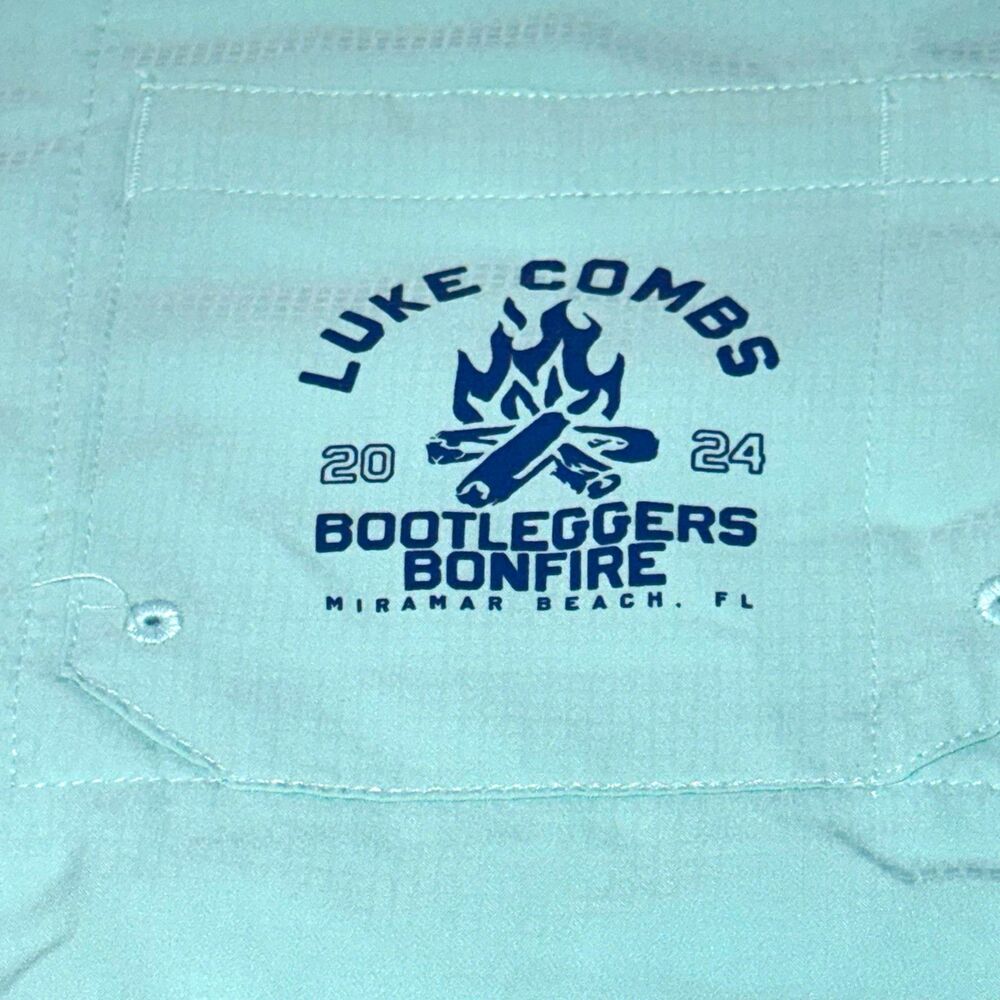 Columbia Luke Combs Bonfire Concert Men's M Green PFG Button Down Worn Once